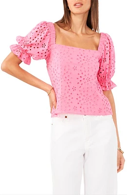 1.STATE Eyelet Puff Sleeve Top Island Bloom at Nordstrom,