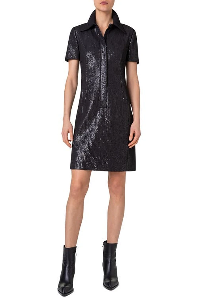 Akris Sequin Shirtdress Black at Nordstrom,