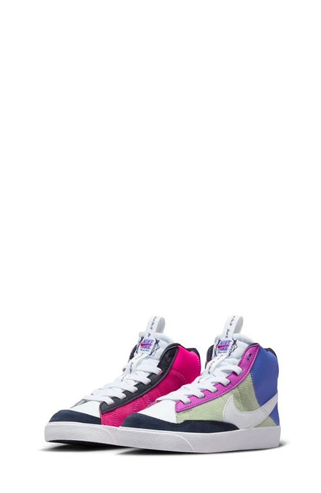 Nike Kids' Blazer Mid '77 High Top Sneaker in Ultramarine/White/Honeydew at Nordstrom, Size 11 M