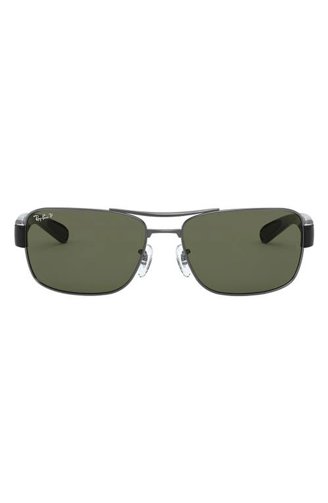 Ray-Ban 64mm Polarized Oversize Square Sunglasses in Gunmetal/Green at Nordstrom