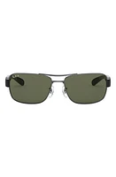 Ray-Ban 64mm Polarized Oversize Square Sunglasses in Gunmetal/Green at Nordstrom