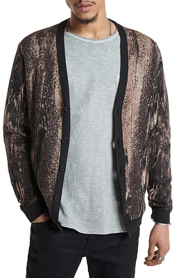 John Varvatos Raider Waterfall Jacquard Cotton Cardigan Terra Brown at Nordstrom,