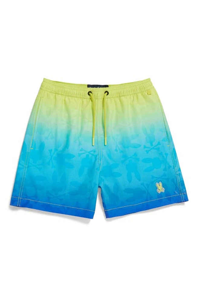 Psycho Bunny Kids' Malta Hydrochromic Swim Trunks Wild Lime at