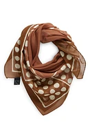 Drake's Spotted Border Print Cotton & Silk Bandana in Brown at Nordstrom