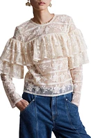 & Other Stories Ruffle Lace Top White Dusty Light at Nordstrom,