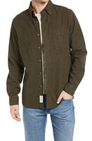 Schott NYC Heather Flannel Long Sleeve Button-Up Shirt Olive at Nordstrom,