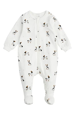 FIRSTS by Petit Lem French Bulldog Stretch Organic Cotton Jersey Pajama Footie Off White at Nordstrom,