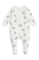 FIRSTS by Petit Lem French Bulldog Stretch Organic Cotton Jersey Pajama Footie Off White at Nordstrom,