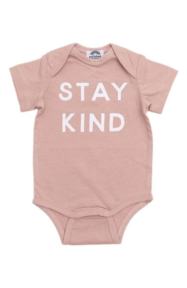 POLISHED PRINTS Stay Kind Organic Cotton Bodysuit Rose Dust at Nordstrom, Us