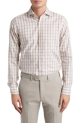 Canali Plaid Button-Up Shirt Beige at Nordstrom,