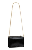 AllSaints Fetch Crinkle Patent Leather Crossbody Bag in Shiny Black at Nordstrom