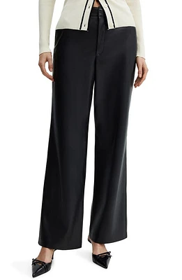 MANGO High Waist Faux Leather Pants Black at Nordstrom,