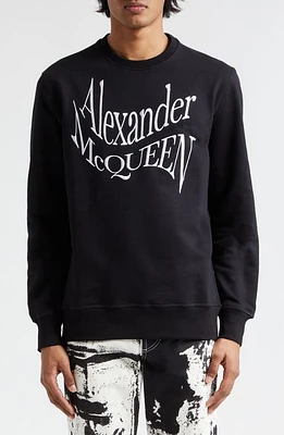 Alexander McQueen Warped Logo Graphic Sweatshirt in Black at Nordstrom, Size X-Large