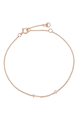 BYCHARI Initial & Diamond Bracelet in 14K Rose Gold-T at Nordstrom