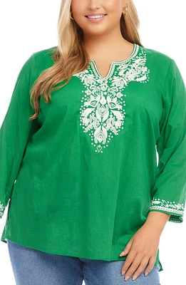 Karen Kane Embroidered Cotton Tunic Top in at Nordstrom