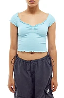 BDG Urban Outfitters Elsie Cap Sleeve Rib Crop Top Light Blue at Nordstrom,