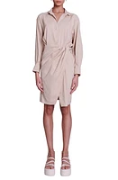 maje Rilenen Long Sleeve Linen Blend Shirtdress Beige at Nordstrom,