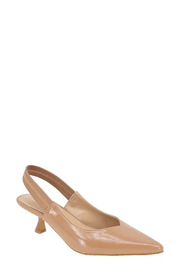 bcbg Kayla Pointed Toe Kitten Heel Pump Tan Patent at Nordstrom,