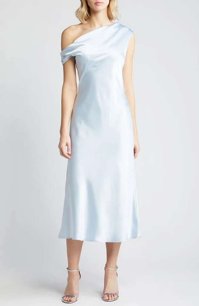 Amsale One-Shoulder Satin Midi Dress at Nordstrom,