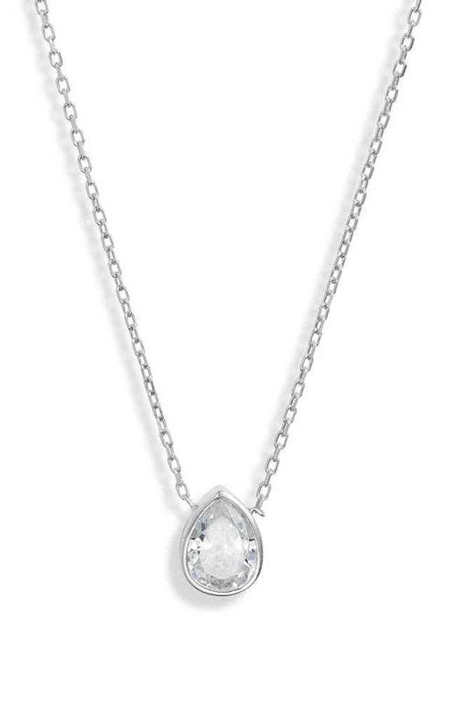 SHYMI Mini Bezel Pendant Necklace in Silver/White/pear Cut at Nordstrom, Size 16