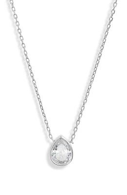 SHYMI Mini Bezel Pendant Necklace in Silver/White/pear Cut at Nordstrom, Size 16