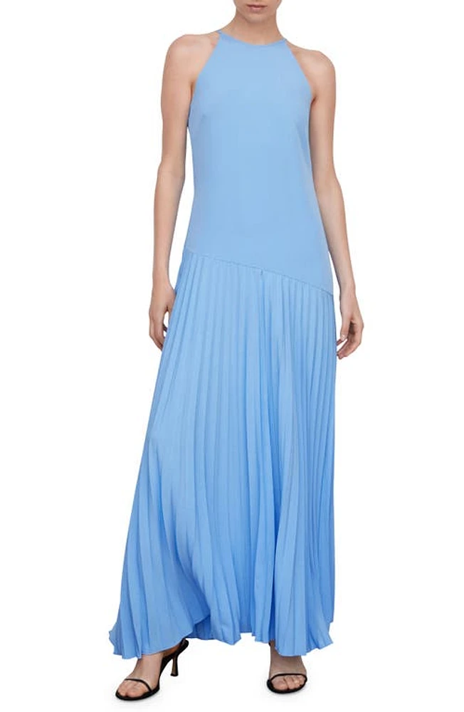 MANGO Pleated Maxi Dress Blue at Nordstrom,