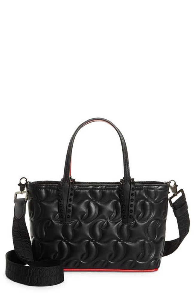 Christian Louboutin Mini Cabat Quilted Leather Tote in Black/Black at Nordstrom