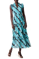 NIC+ZOE Rolling Reef Ruffle Trim Maxi Dress Aqua Multi at Nordstrom