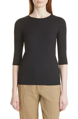 Vince Elbow Sleeve Rib Top Black at Nordstrom,