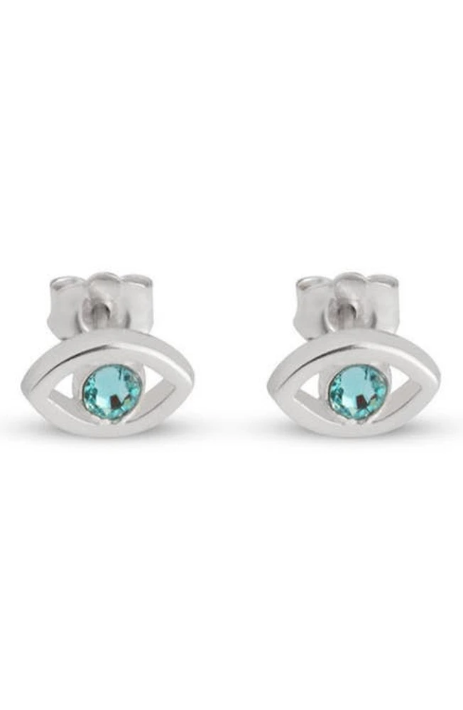 MELANIE MARIE Evil Eye Birthstone Stud Earrings in Sterling Silver at Nordstrom