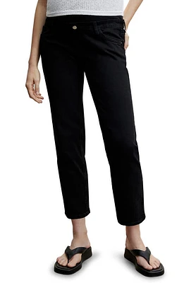 MANGO Over the Bump Crop Straight Leg Maternity Jeans Black Denim at Nordstrom,