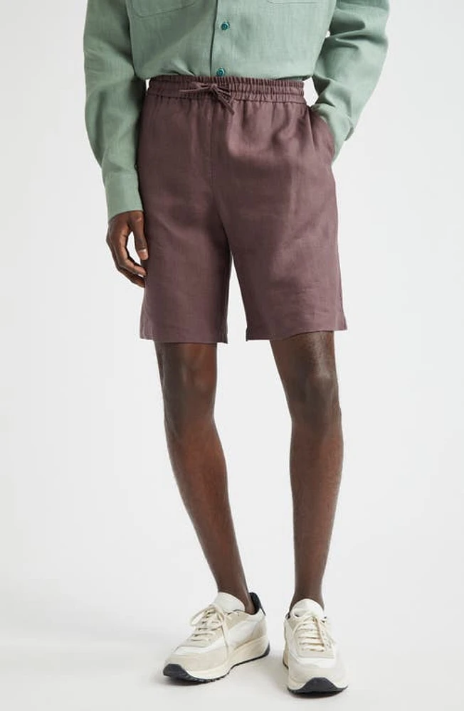 De Bonne Facture Easy Drawstring Linen Shorts Plum at Nordstrom, Us