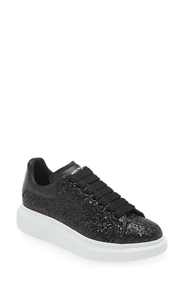 Alexander McQueen Oversize Glitter Platform Sneaker Black/Black at Nordstrom,