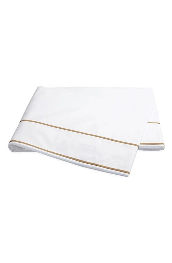 Matouk Ansonia 500 Thread Count Flat Sheet in White/Bronze at Nordstrom, Size Full