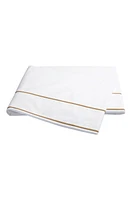 Matouk Ansonia 500 Thread Count Flat Sheet in White/Bronze at Nordstrom, Size Full