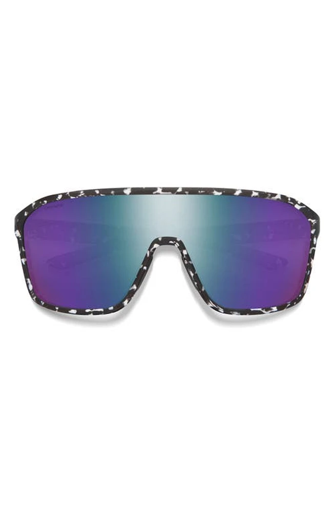 Smith Boomtown 135mm ChromaPop Polarized Shield Sunglasses in Matte Black Marble /Violet at Nordstrom