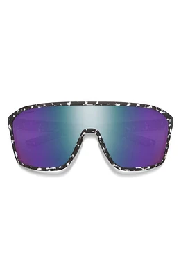 Smith Boomtown 135mm ChromaPop Polarized Shield Sunglasses in Matte Black Marble /Violet at Nordstrom