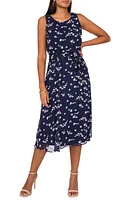 Chaus Daisy Print Sleeveless Midi Dress Navy/White/Yellow at Nordstrom,