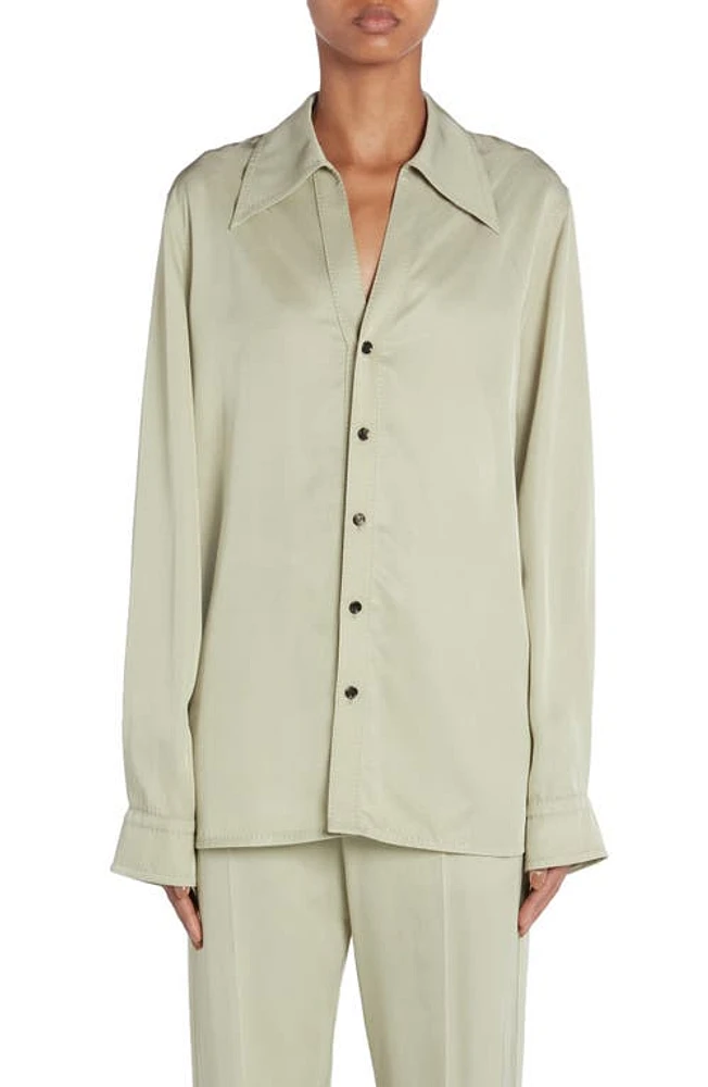 Bottega Veneta Fluid Twill Button-Up Shirt 1575 Stone at Nordstrom, Us