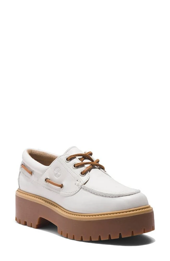 Timberland Stone Street Platform Boat Shoe in White Full Grain at Nordstrom, Size 8