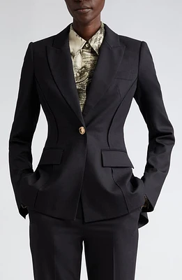 Jason Wu Collection Fitted Virgin Wool Blend Blazer Black at Nordstrom,