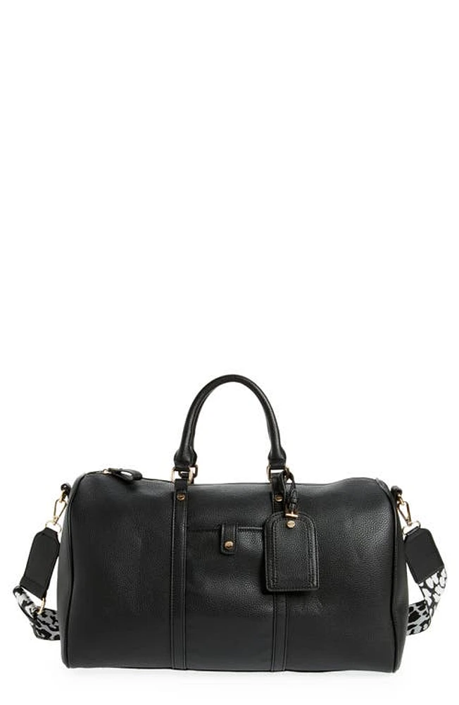 Mali + Lili Jamie Vegan Leather Double Strap Duffle Bag in Black at Nordstrom