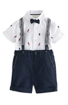 Baker by Ted Kids' Short Sleeve Button-Up Shirt, Shorts, Bow Tie & Suspenders Set Blue at Nordstrom,