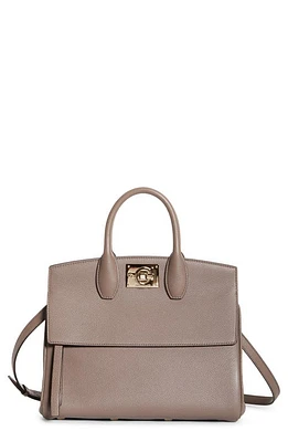 FERRAGAMO The Studio Calfskin Leather Top Handle Bag in Caraway Seed at Nordstrom