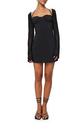 Princess Polly Dyer Underwire Long Sleeve Minidress Black at Nordstrom,