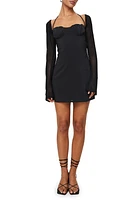 Princess Polly Dyer Underwire Long Sleeve Minidress Black at Nordstrom,