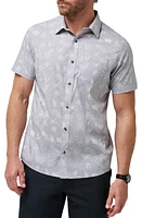 TravisMathew West Nowhere Floral Short Sleeve Stretch Button-Up Shirt Heather Sleet at Nordstrom,