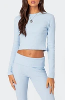 EDIKTED Coffee Break Rib Crop Top Light-Blue at Nordstrom,