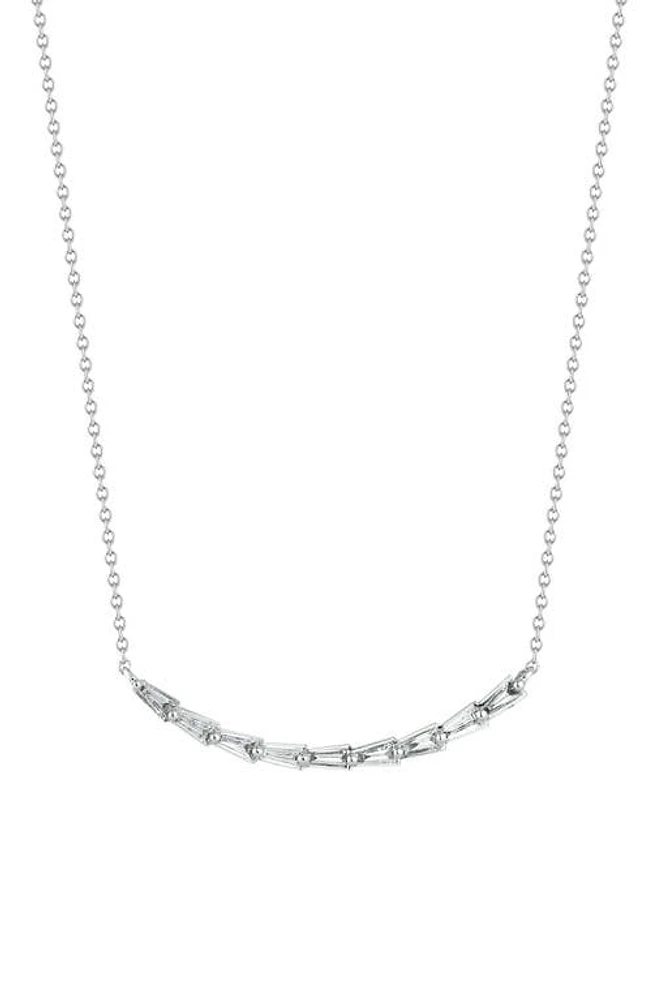 Dana Rebecca Designs Tapered Baguette Curved Diamond Bar Necklace in White Gold at Nordstrom, Size 18