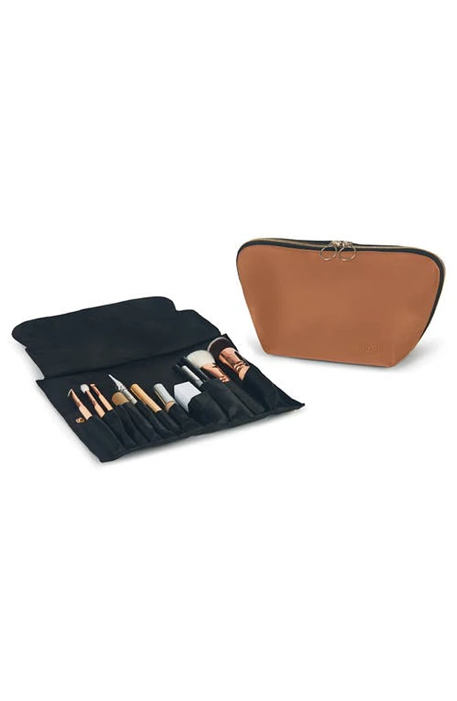 KUSSHI Signature Leather Makeup Brush Organizer in Leather/ at Nordstrom